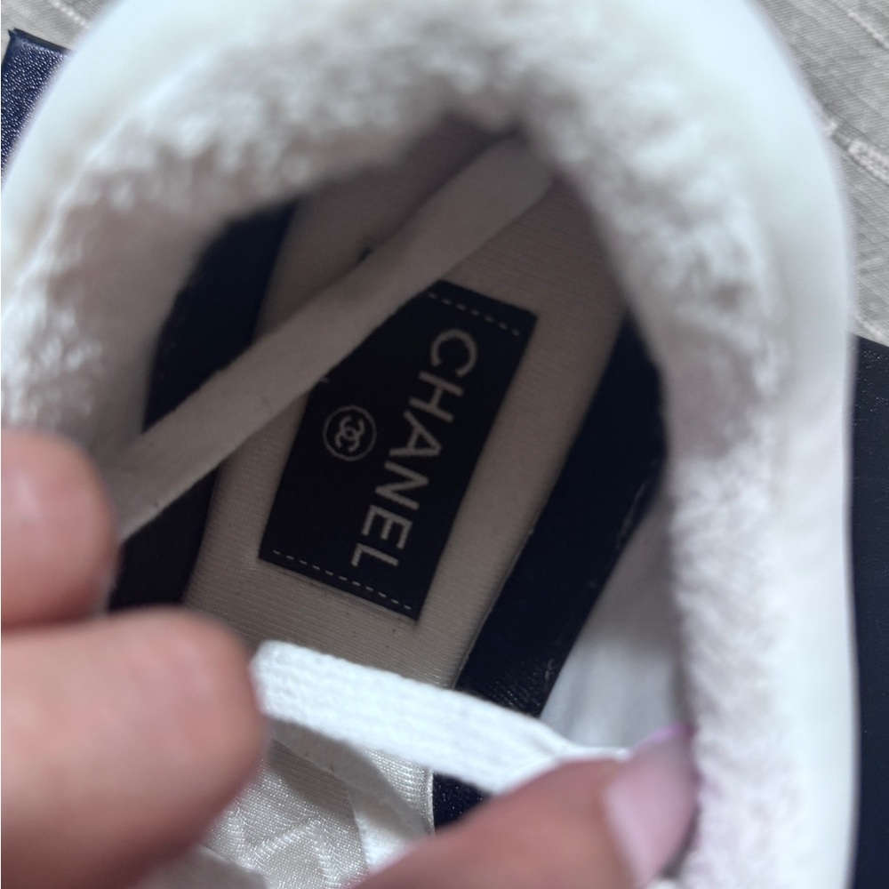 Authentic CHANEL White and Cream Sneakers - Picture 2 of 9